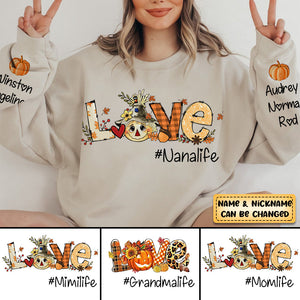 Love Grandmalife With Kids Pumpkins Personalized Sweatshirt