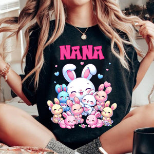 Personalized Easter Cute Rabbit Bunny Grandma T-shirt For Grandma Nana