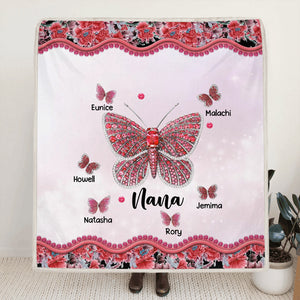 Personalized Butterflies & Flowers Grandma Kids Blanket