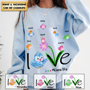 Personalized Love Grandma Life Birds Sweatshirt