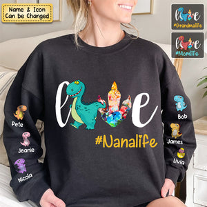 Personalized Love Grandma Dinosaur Kid Name Sweatshirt