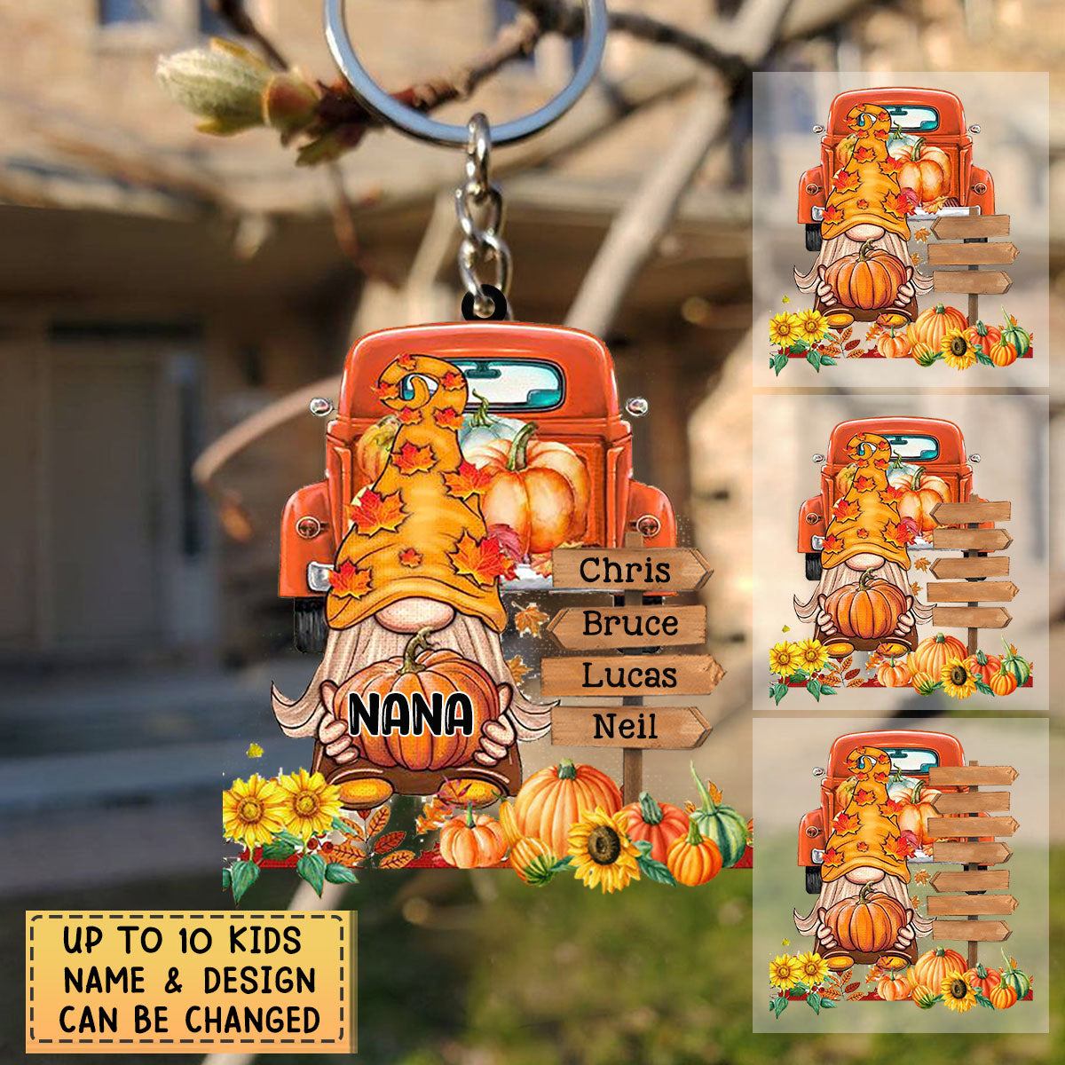 Happy Fall Season Pumpkin Grandma Sign Kids - Personalized Dwarf Acrylic Keychain