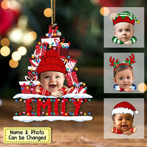 Personalized Christmas Gift With Kid's Name Upload Photo Acrylic Christmas Ornament