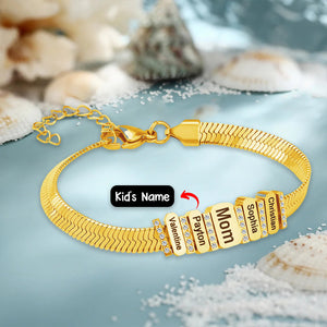 Personalized Family/Firends Name Bead Flat Snake Chain Bracelet