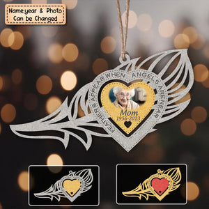 Personalized Feathers Appear When Angels Are Near Christmas Memorial Ornament