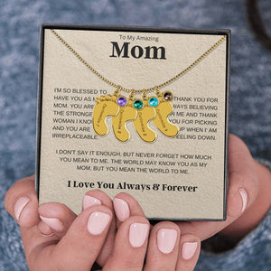 Personalized Baby Feet Necklace with Birthstone For Mom