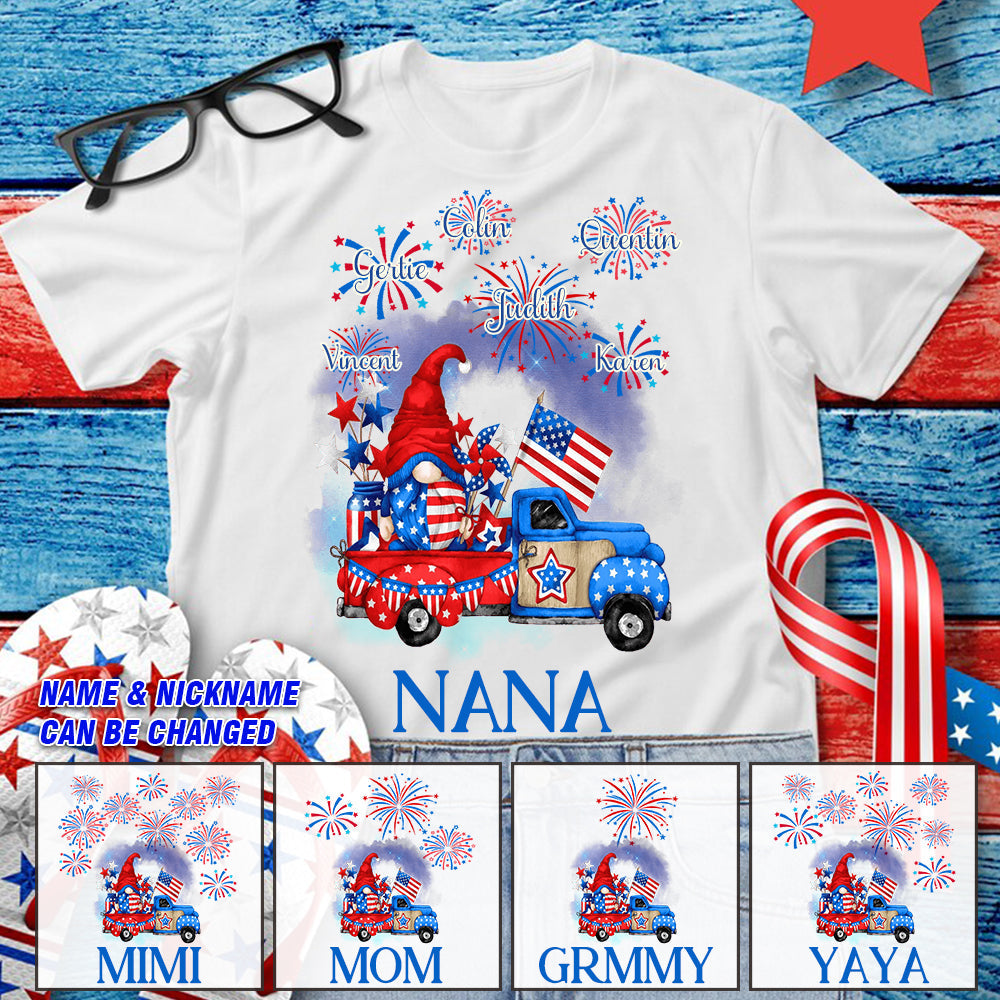 Personalized Firework Independence Day Grandma Mom Kids T-shirt