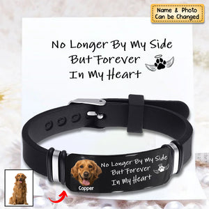 Custom Photo Once By My Side Forever In My Heart - Memorial Gift For Dog Lovers - Personalized Engraved Bracelet