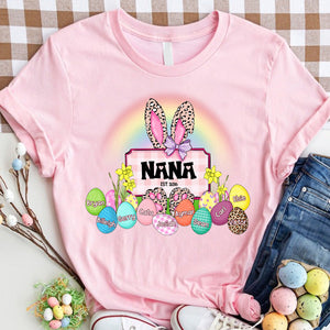 Personalized Grandma Easter Bunny Rainbow Eggs Pure Cotton T-Shirt