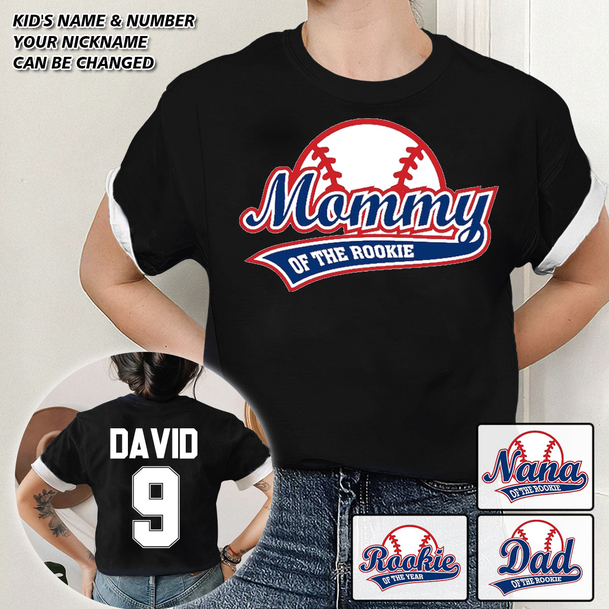 Personalized Mommy Daddy of the Rookie Baseball T-shirt