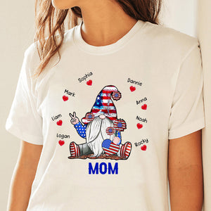 Personalized US 4th of July Grandma Kid Heart American Flag T-shirt