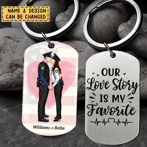 Personalized Engraved Stainless Steel Keychain Emergency Couple, Nurse and firefighter, Nurse and Cop, Army Wife, Police Couple, First responder Couple, Fireman and nurse