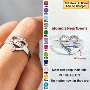 Personalized Birthstones Heart Ring Gift For Mother/Grandma