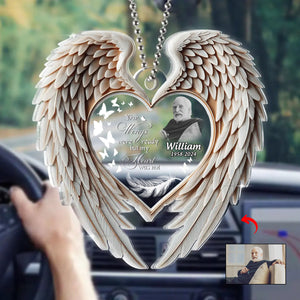 Personalized Memorial Wings Once By My Side Forever In My Heart Ornament