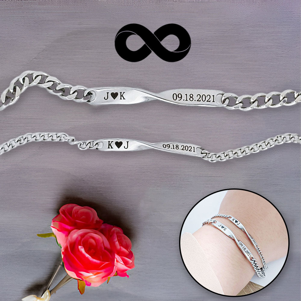 Personalized Couple Infinity Shape Stainless Bracelet