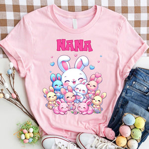 Personalized Easter Cute Rabbit Bunny Grandma T-shirt For Grandma Nana