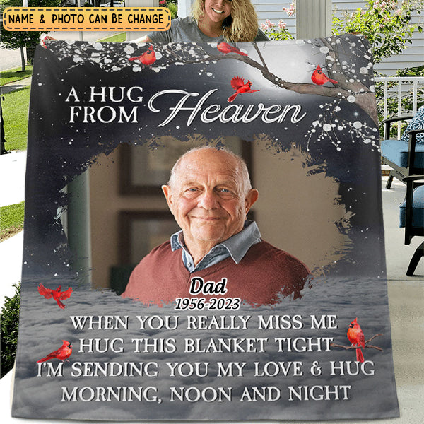 A Hug From Heaven - Personalized Photo Memorial Blanket