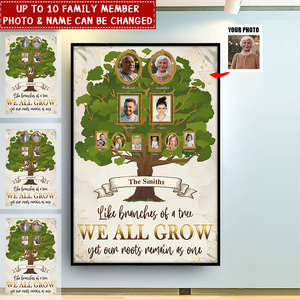 Custom Photo Branches Of Tree Home Decoration For Family, Grandparents Personalized Custom Poster