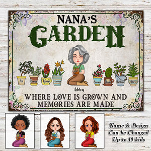 Grandma Garden Custom Metal sign Where Love Is Grown Personalized Gift