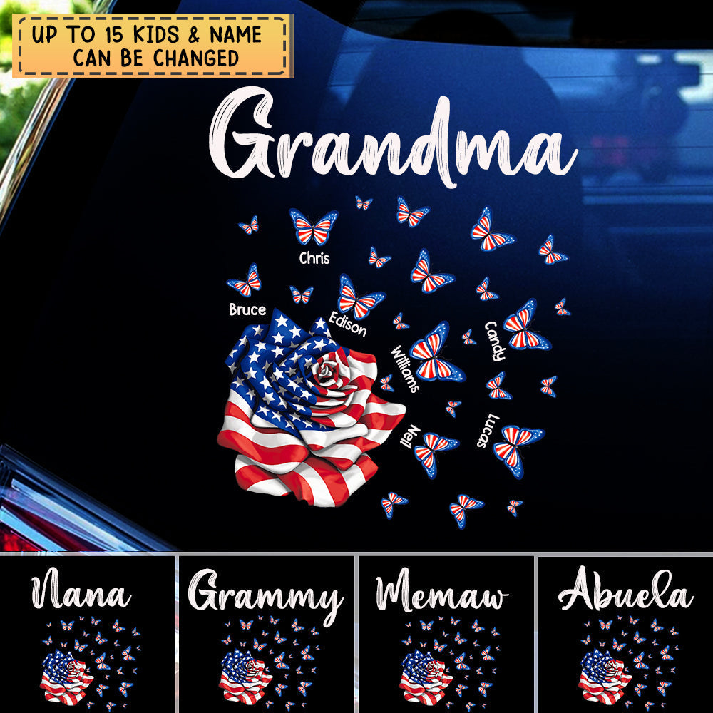 Personalized Gift For Grandma Patriot Rose Decal