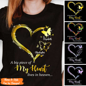 Personalized A Big Piece Of My Heart Memorial Butterfly T-Shirt