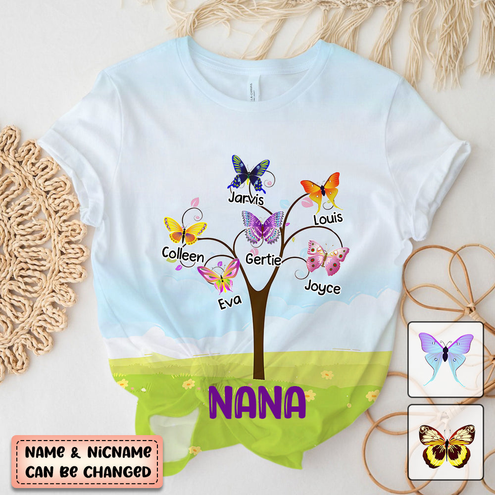 Personalized Gift For Grandma's Butterfly Kisses T-shirt