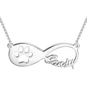 Personalized Cute Pet Paw Infinity Necklace