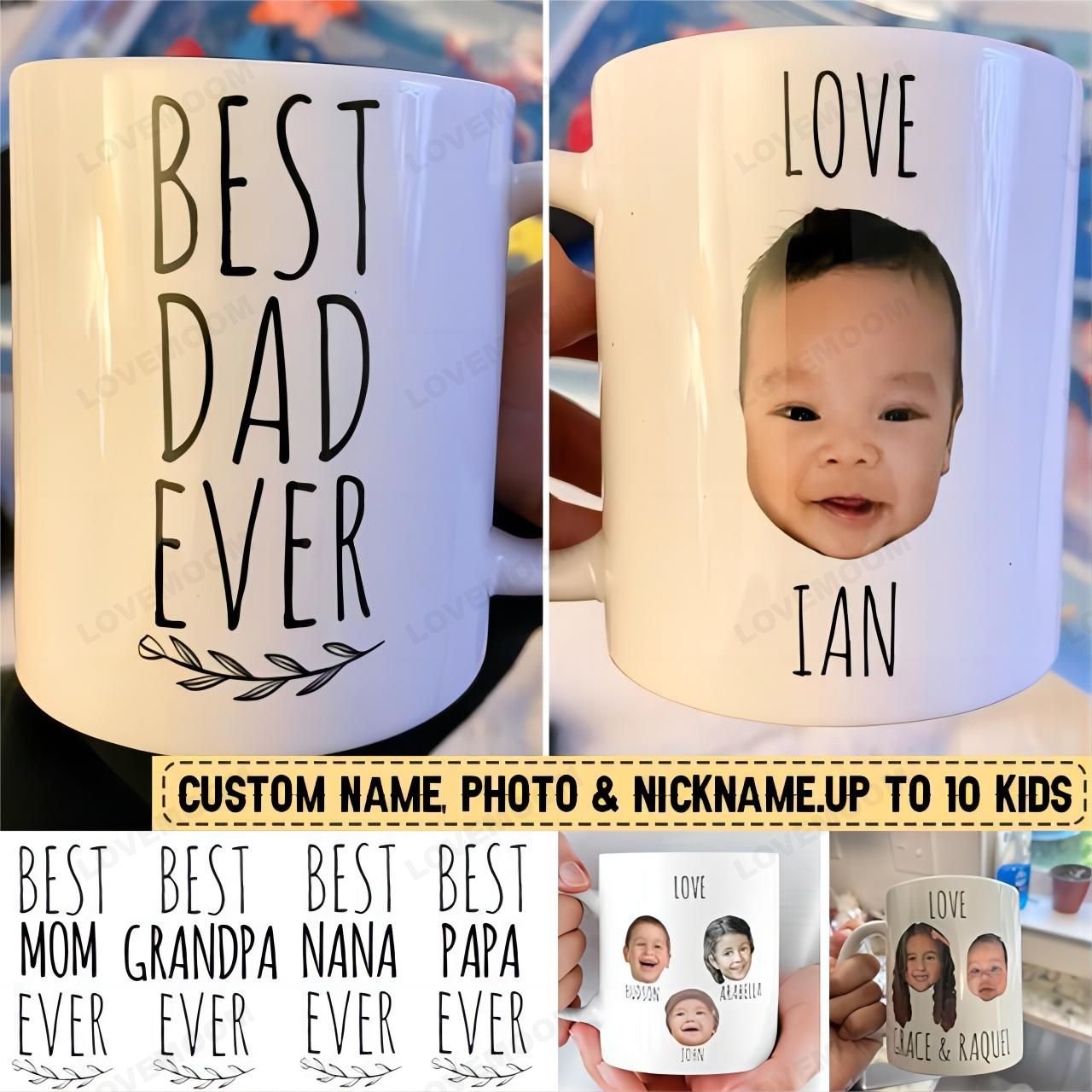 Personalized Best Dad/Mom Ever Love Kids Mug