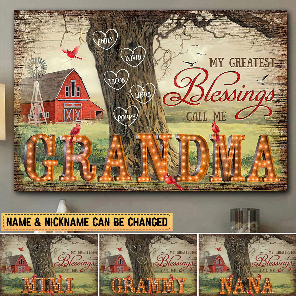 Grandma's Blessings - Personalized Poster Canvas Print