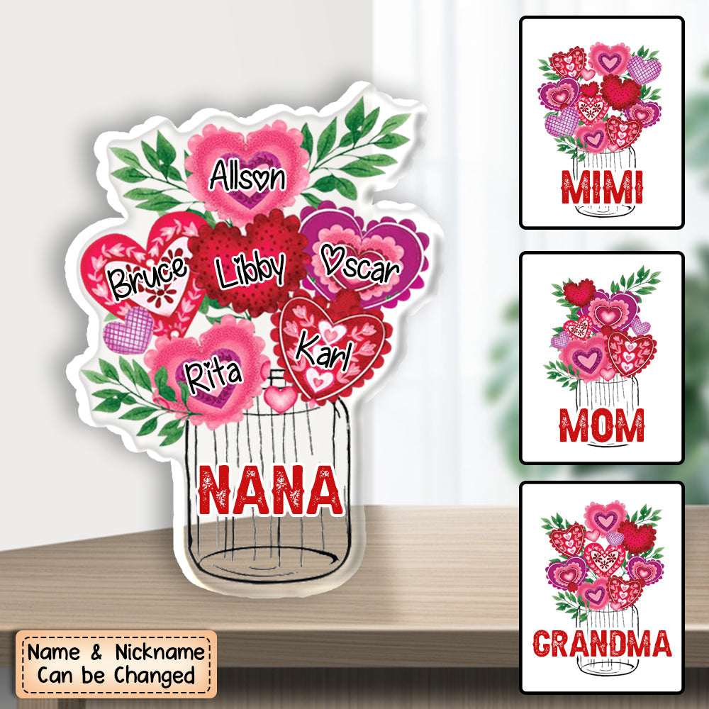 Personalized Grandma Bouquet Colorful Flowers Grandkids Acrylic Plaque