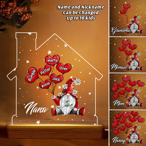 Personalized Grandma & Kid Name Dwarf House Led Lamp Acrylic Plaque