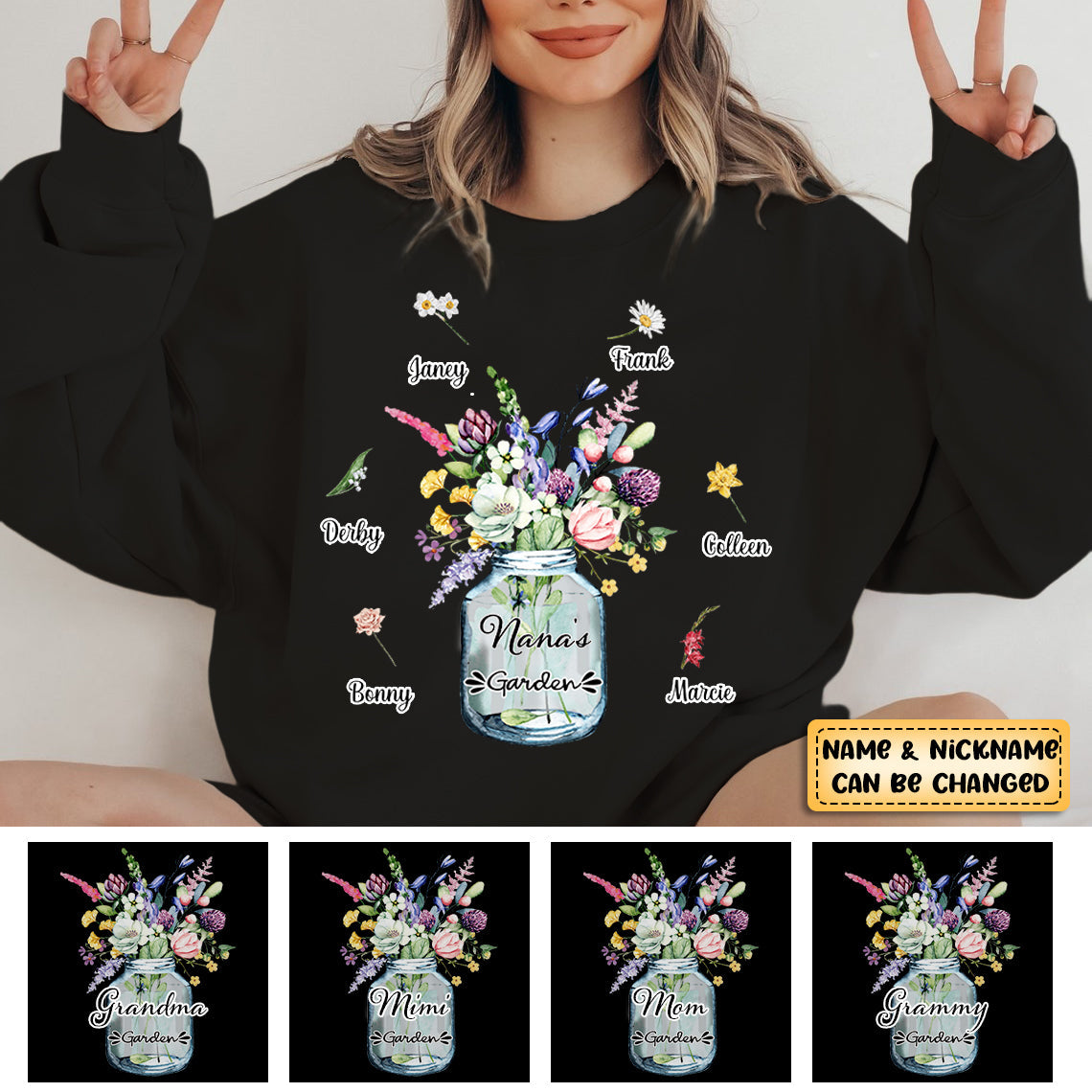 Personalized Mother's Day Gift, Nana's Garden BirthMonth Flower Sweatshirt