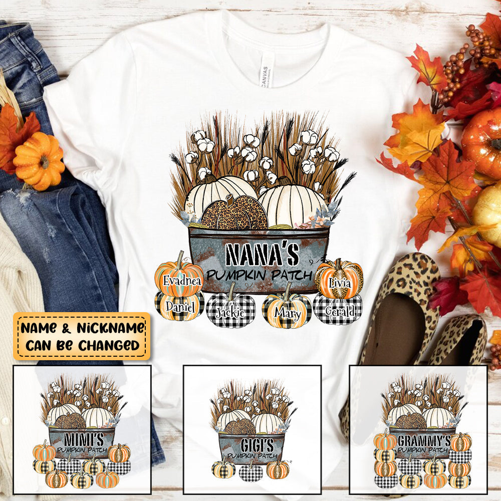 Personalized Nana's With Pumpkin Patch T-Shirt