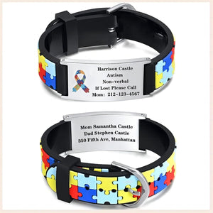 Personalized Children's Autism Awareness Medical Alert Engraved Bracelet