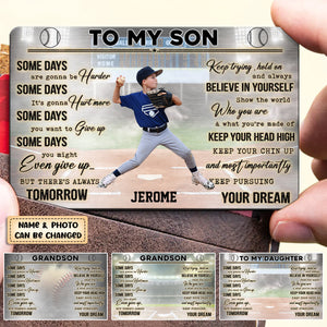 Personalized Baseball To My Son/Grandson-Believe In Yourself Metal Wallet Card