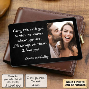 Carry This So I'll Always Be There Custom Photo Wallet Keepsake Personalized Metal Wallet Card