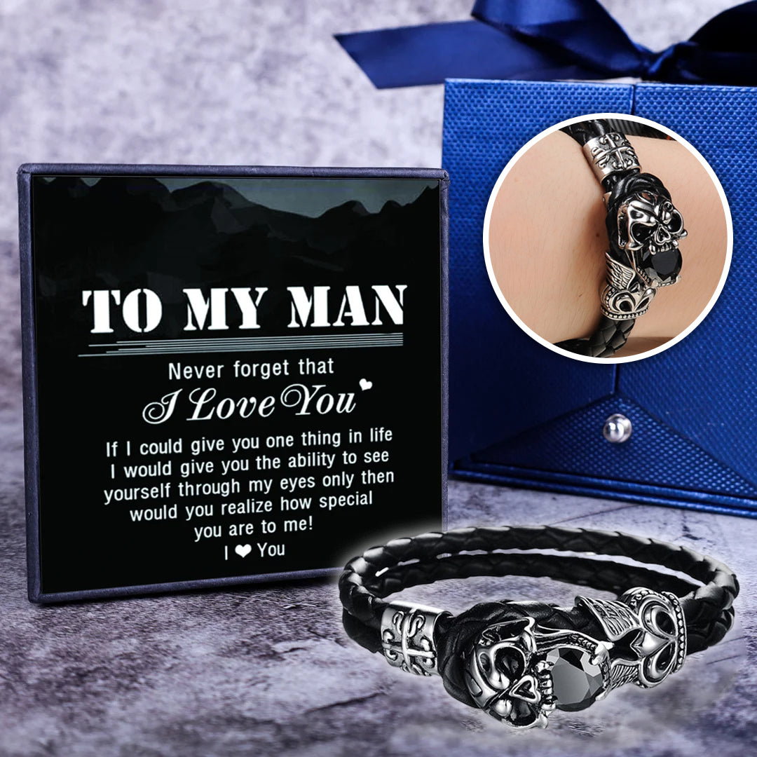 To My Man Skull Bracelet Couple Husband Gift Anniversary