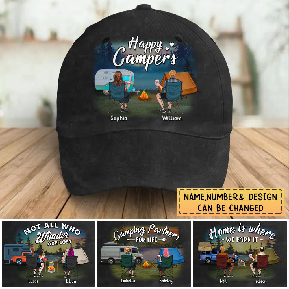 Personalized Camping Couple Cap - Gift Idea For Couple/Camping Lover - Happy Campers