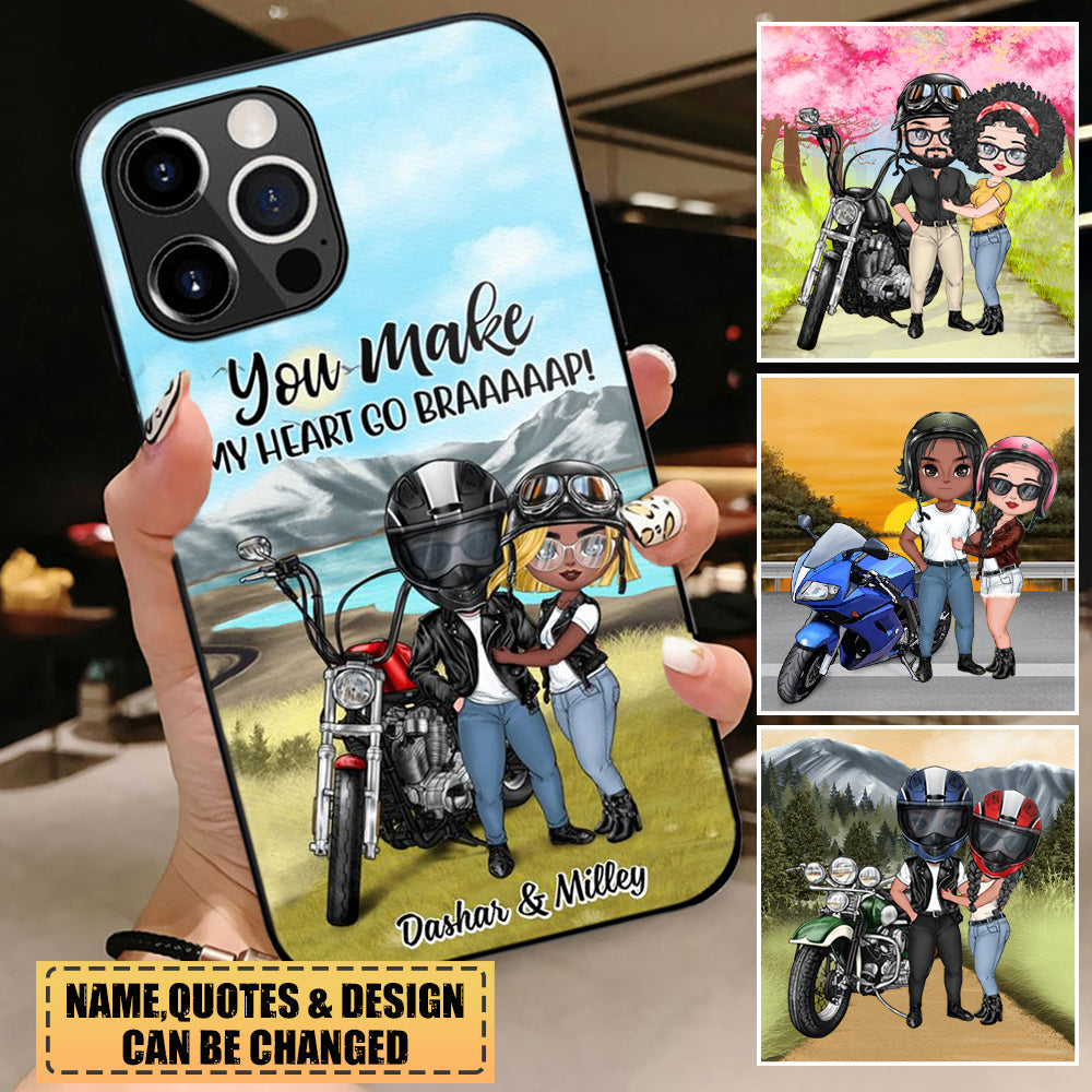 Motorcycle Couple Hugging, Riding Partners - Personalized Phone Case For Motorcycle Lovers, Bikers