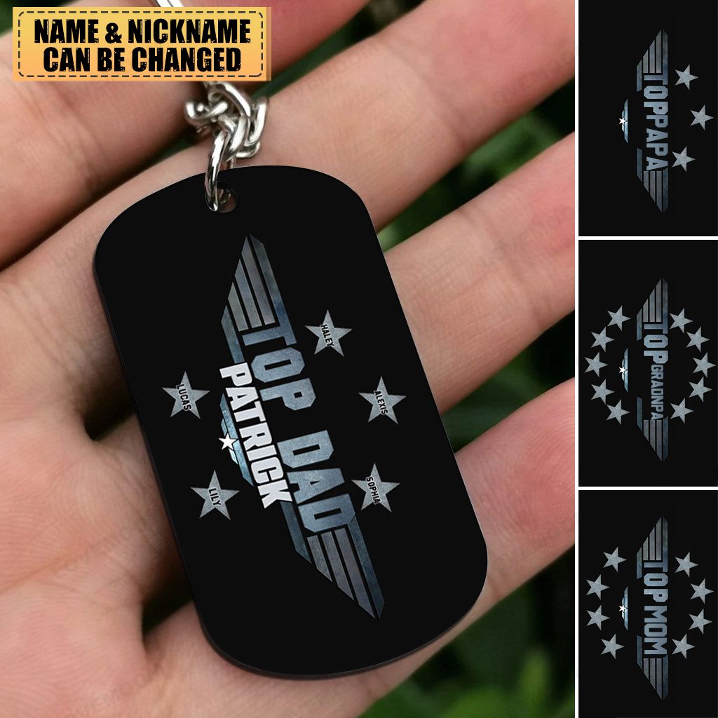 Personalized Top Dad Stainless Steel Keychain