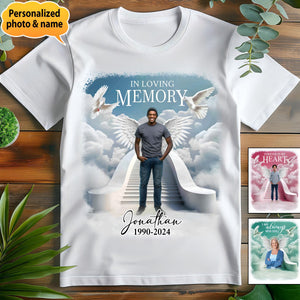 Memorial Upload Photo Angel Wings, In Loving Memory Personalized Shirt