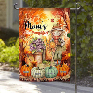 Grandma, Mom Little Pumpkins Scarecrow With Pumpkins Personalized Flag