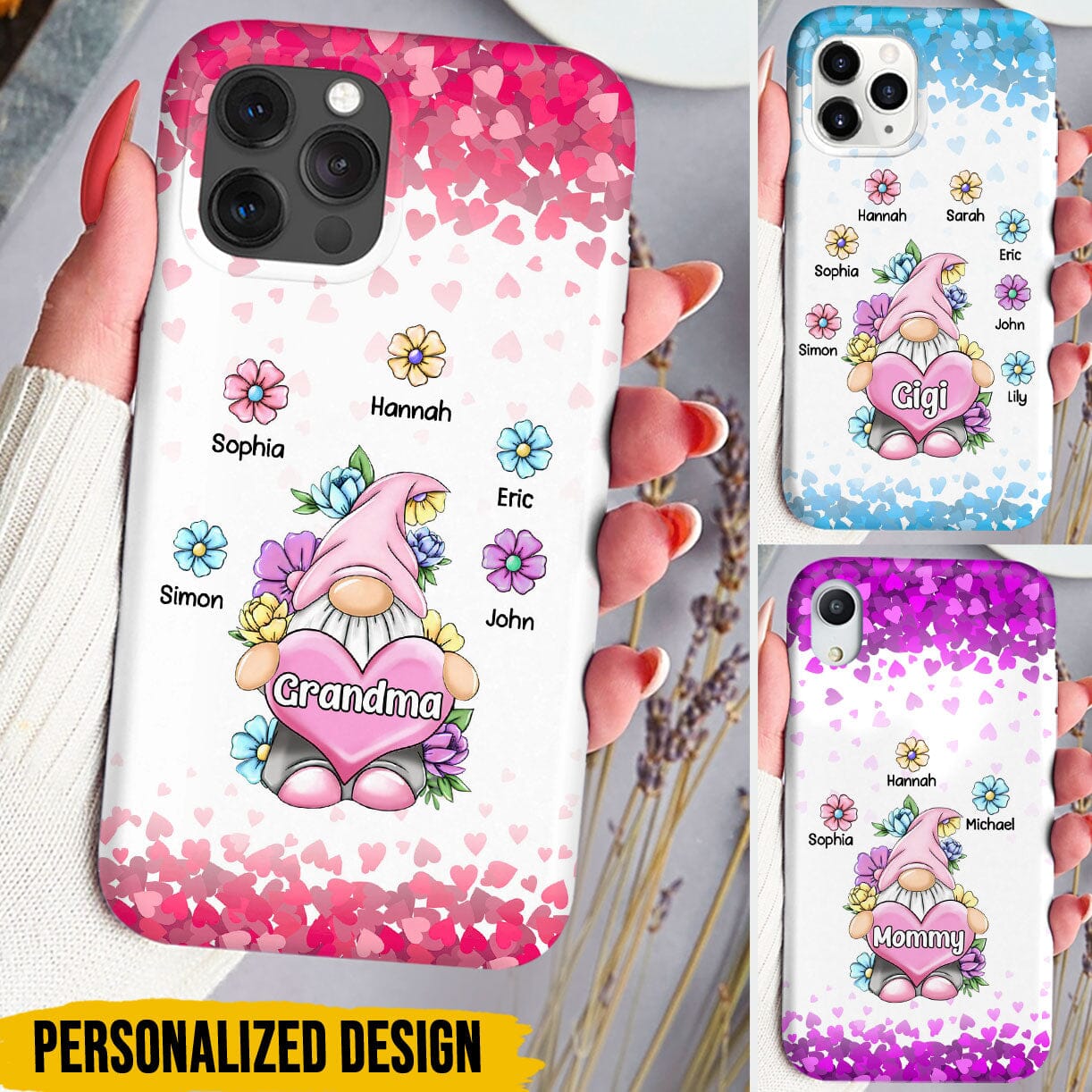 Aunties Moms Grandmas Cute Grandkids Floral Personalized Phone case Perfect Mother's Day Gift