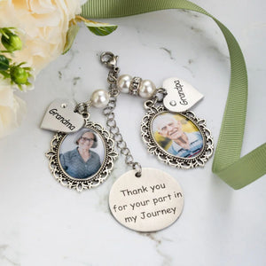 Personalized Lace Oval Photo Bouquet Charm Memorial Wedding Gift for Bride