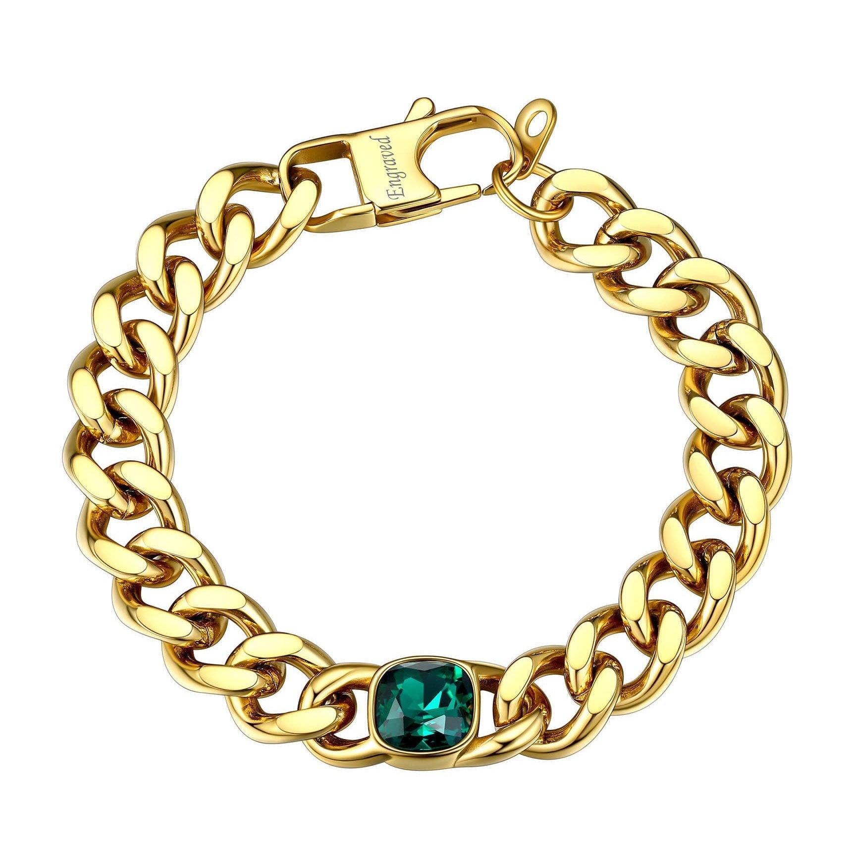 Personalized Cuban Link Birthstone Bracelet For Men Women