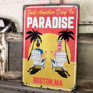 Little Piece Of Paradise - Couple Gift - Personalized Classic Metal Signs