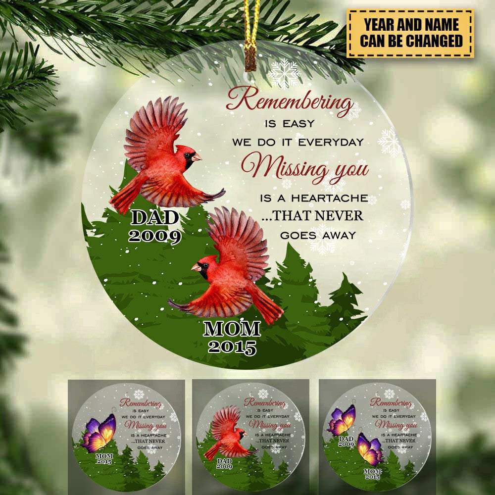 Personalized Remembeting is Easy Cardinal Butterfly Christmas Ornament