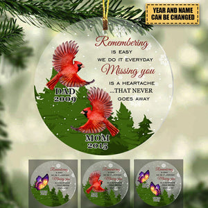 Personalized Remembeting is Easy Cardinal Butterfly Christmas Ornament