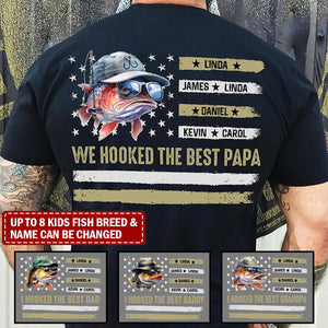 Vintage Retro We Hooked The Best Dad American Flag Personalized T-Shirt