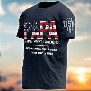 Personalized Man Myth Legend American Flag Dad T-shirt